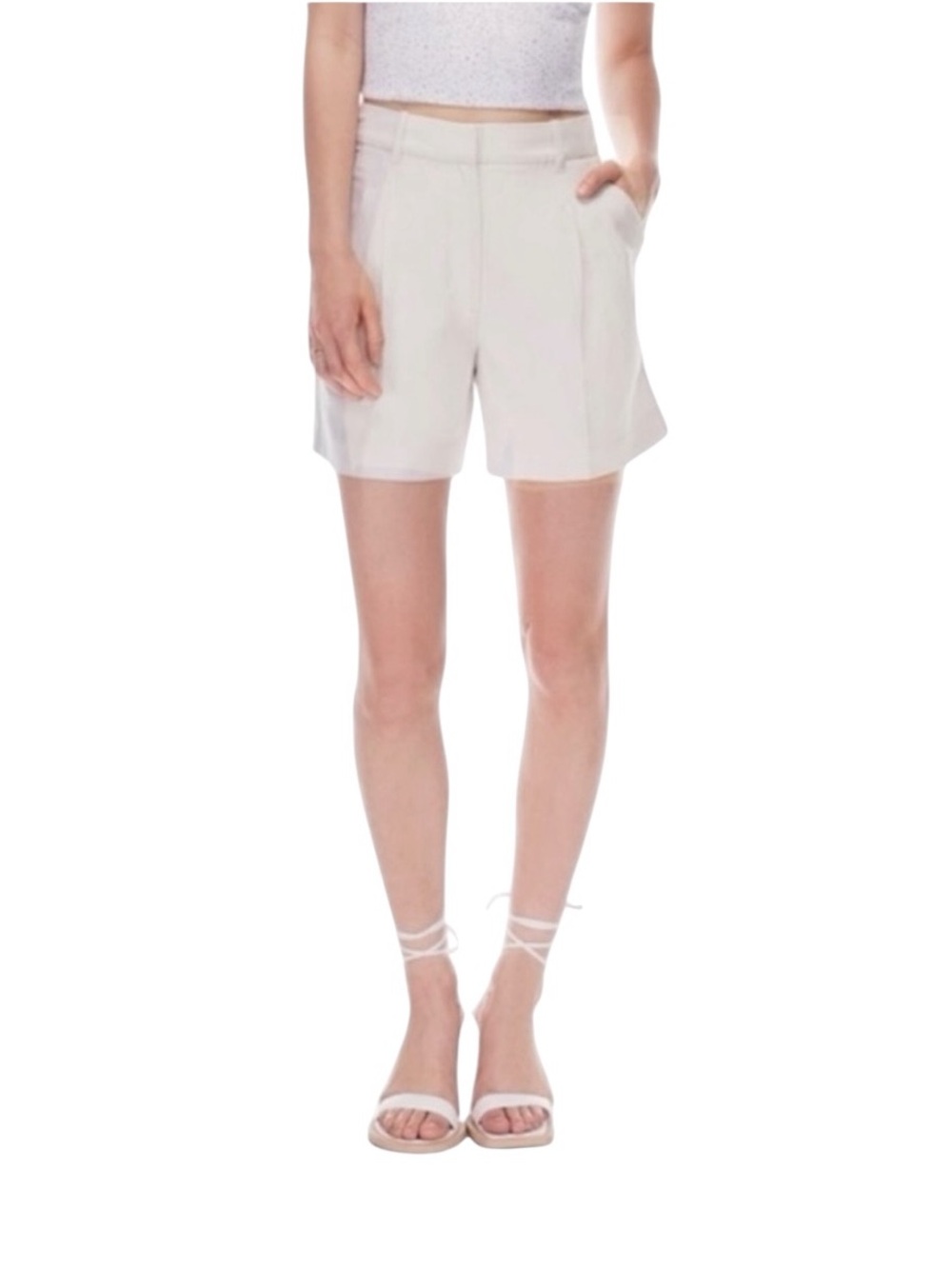 Aritiza Wilfred Effortless Trouser Dress Shorts Pleated High-rise Crepe Cream